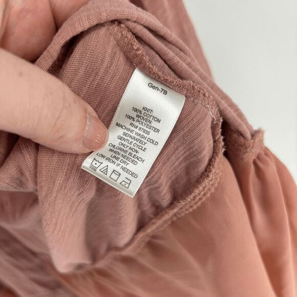 LOGO By Lori Goldstein Women's Chiffon Trim Slub Knit Cardigan Pink Small - Picture 2 of 7